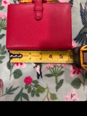 Women's Compact Red Leather Wallet with Secure Tab